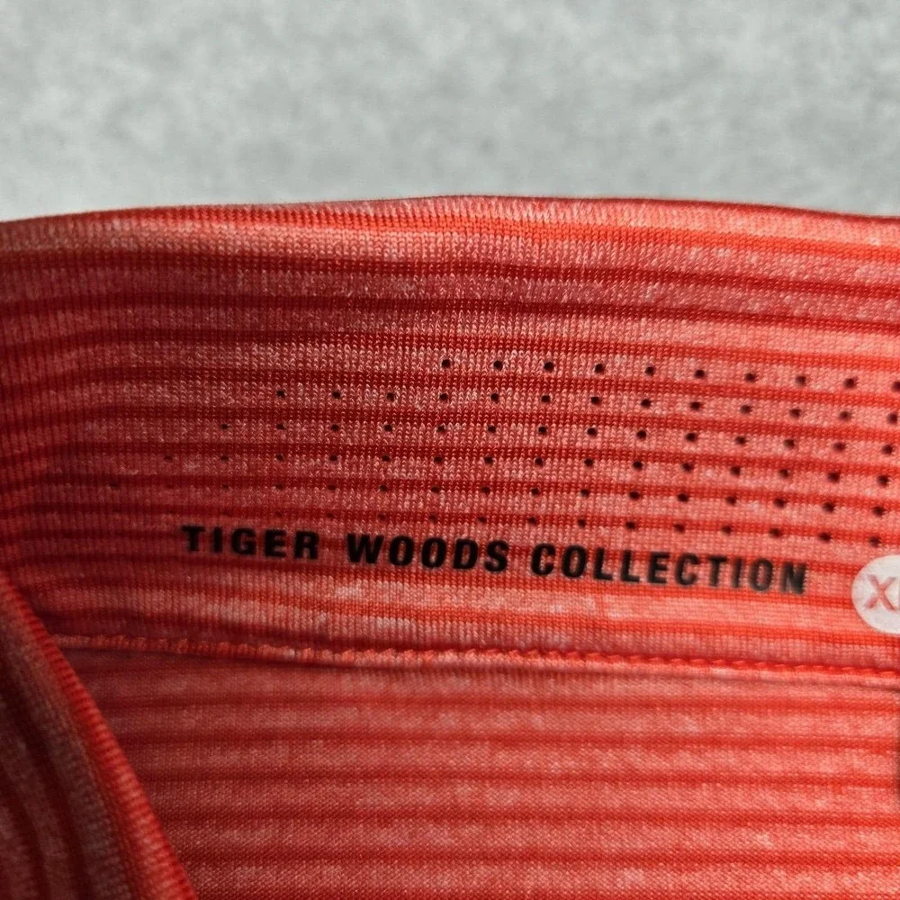 Nike Tiger Woods Collection Polo Mens XL‎ Red Micro Stripe Dri Fit Golf